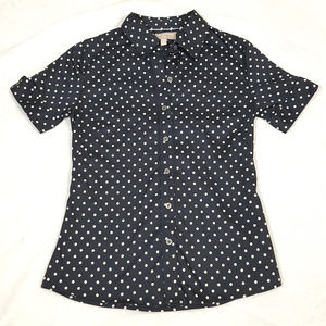 Banana Republic Black Polka Dota Blouse Size 2